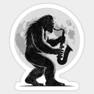 Saxophone Sasquatch Moon Believer Bigfoot Squatch Yeti Sax Player Sticker